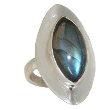 Ring aus 925er Silber verstellbar Lapislazuli Navette-Form